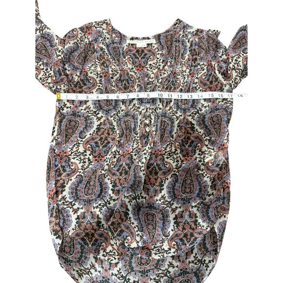 Veronica Beard Lowell Blouse Paisley Top V-Neck 3/4 Sleeves Womens Size 00 - Picture 7 of 9